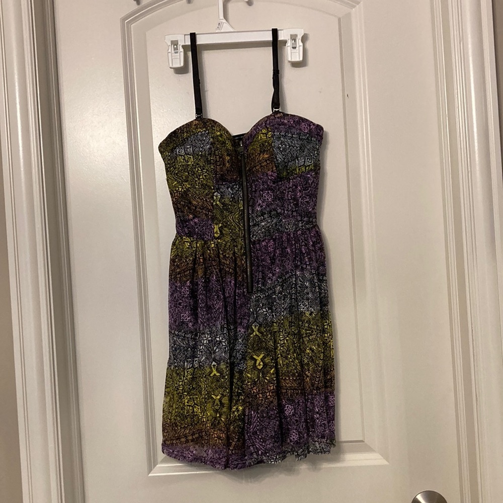 Cute Purple, Yellow, & Black Dress with Zipper